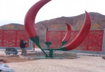 村口辣椒雕塑廠家  戶外現(xiàn)代擺件  創(chuàng)意不銹鋼辣椒雕塑廠