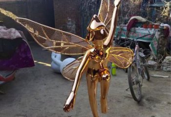 電鍍精靈雕塑廠家 園林擺件  戶外不銹鋼精靈雕塑廠