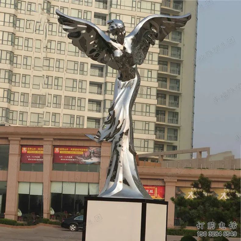 鏡面女神雕塑廠家 大型擺件  戶外不銹鋼女神雕塑擺件