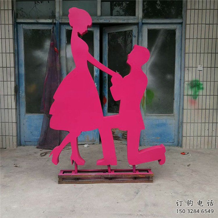 切面戀人雕塑廠家  庭院擺件  公園不銹鋼戀人雕塑擺件
