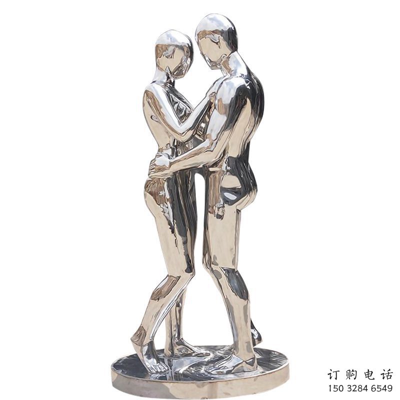 鏡面戀人雕塑廠家 大型擺件  現(xiàn)代不銹鋼戀人雕塑定做