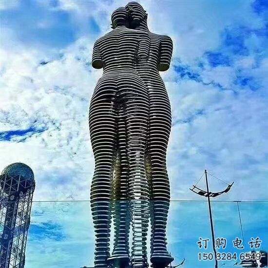 異形戀人雕塑廠家 現代公園小品  抽象不銹鋼戀人雕塑廠