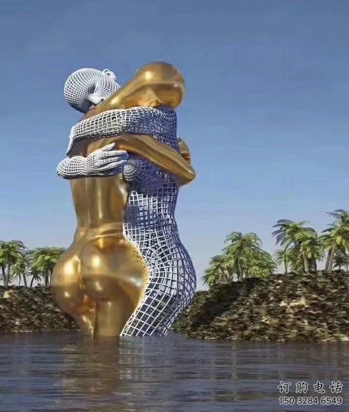 鍛造戀人雕塑廠家 水景公園小品 戶外不銹鋼戀人雕塑擺件