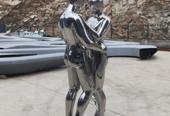 廣場(chǎng)戀人雕塑廠家  現(xiàn)代創(chuàng)意小品  鏡面不銹鋼戀人雕塑廠