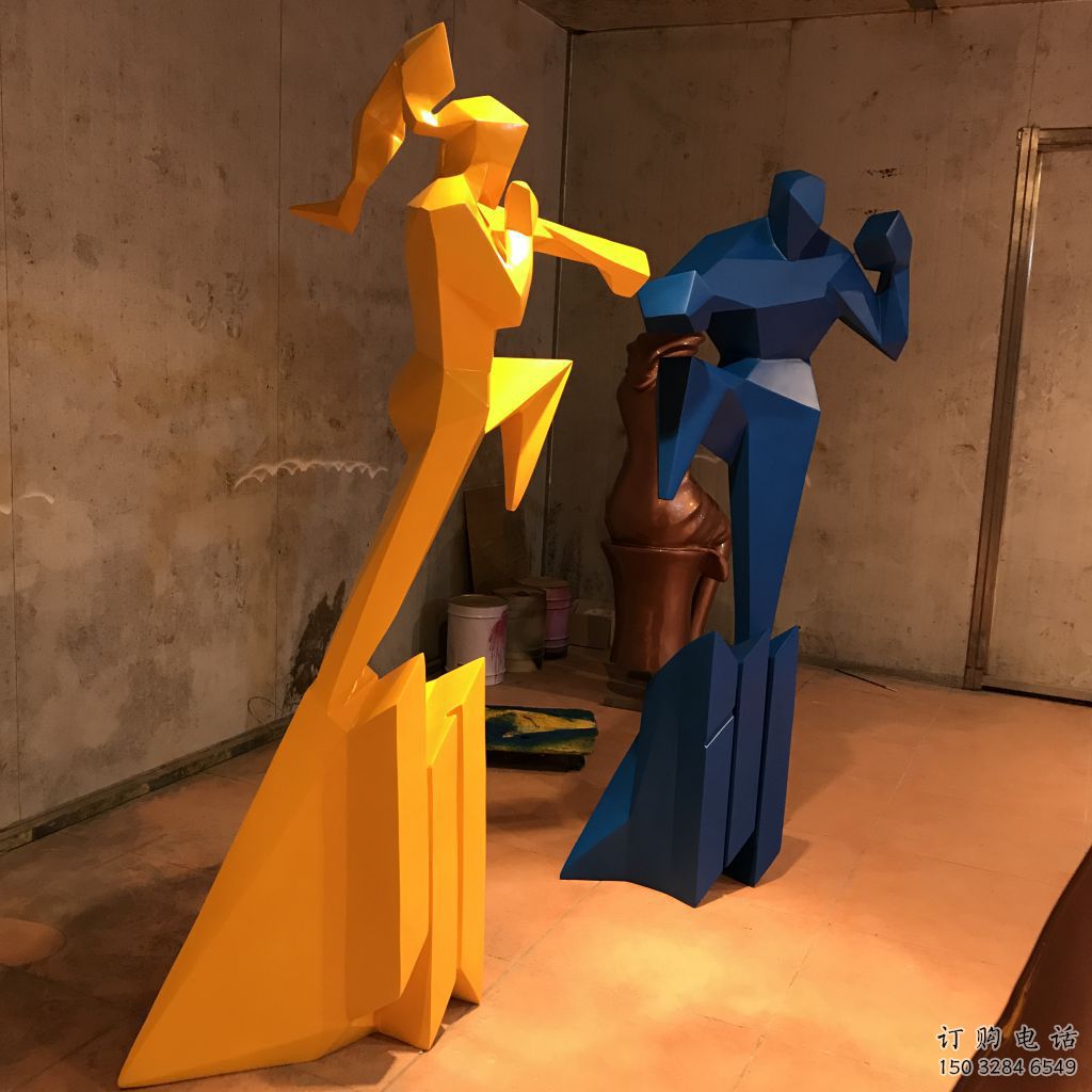 幾何青少年雕塑廠家  戶外創意小品  烤漆不銹鋼青少年雕塑擺件