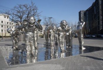 廣場小丑雕塑廠家  戶外公園小品  抽象不銹鋼小丑雕塑廠