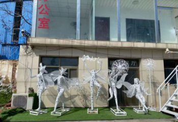 創意花仙子雕塑廠家 現代小品 公園不銹鋼花仙子雕塑廠