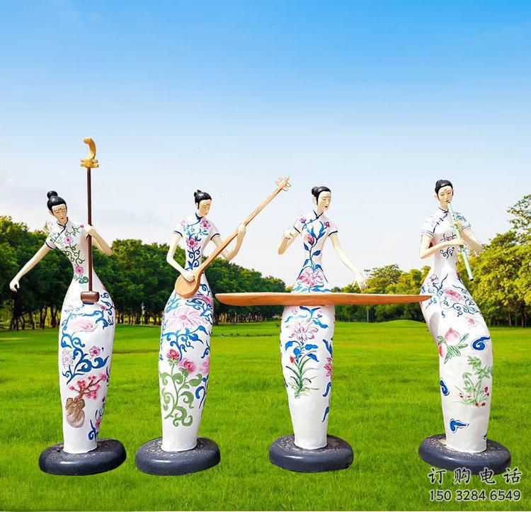 仿古音樂人雕塑廠家  草地小品 房地產(chǎn)不銹鋼音樂人雕塑廠