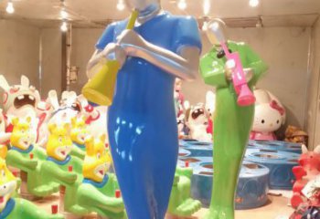 現(xiàn)代音樂人雕塑廠家 大型別墅區(qū)擺件  彩繪音樂人雕塑廠