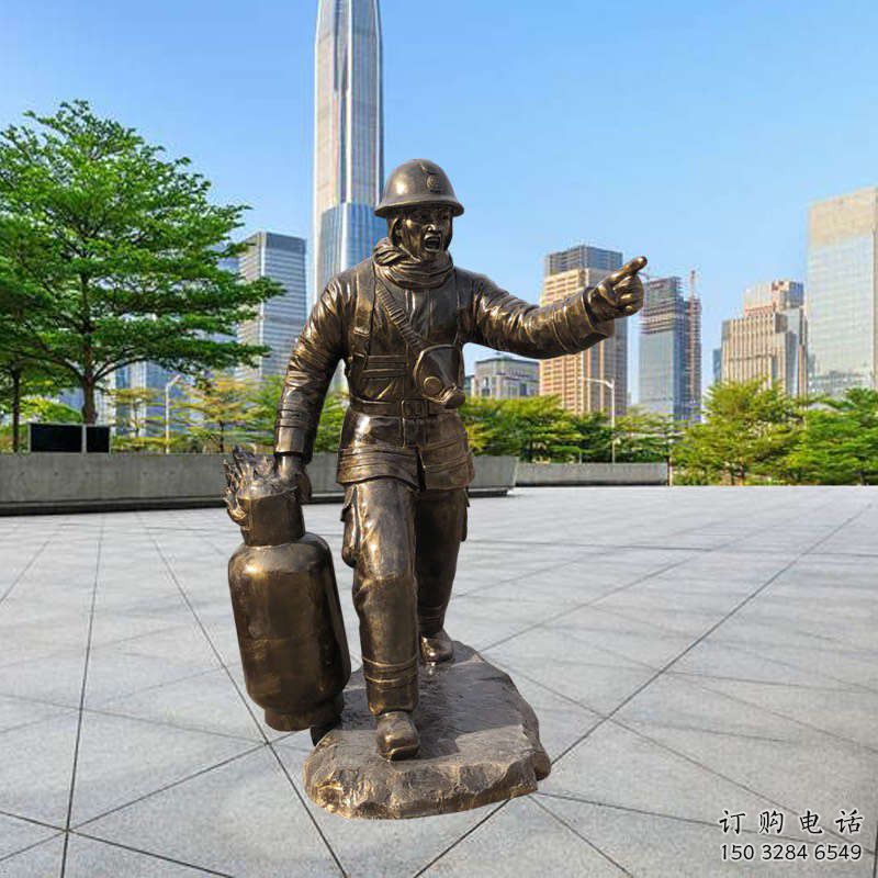 現(xiàn)代消防員雕塑廠家 大型小品擺件 博物館消防員雕塑廠