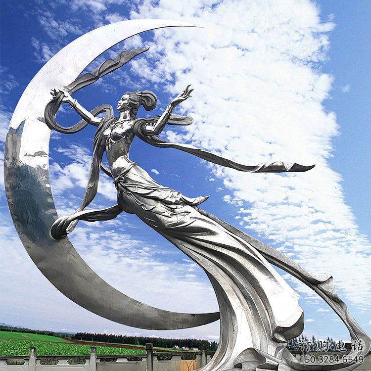 彩繪嫦娥奔月雕塑廠家 創(chuàng)意擺件 街頭嫦娥奔月雕塑定制