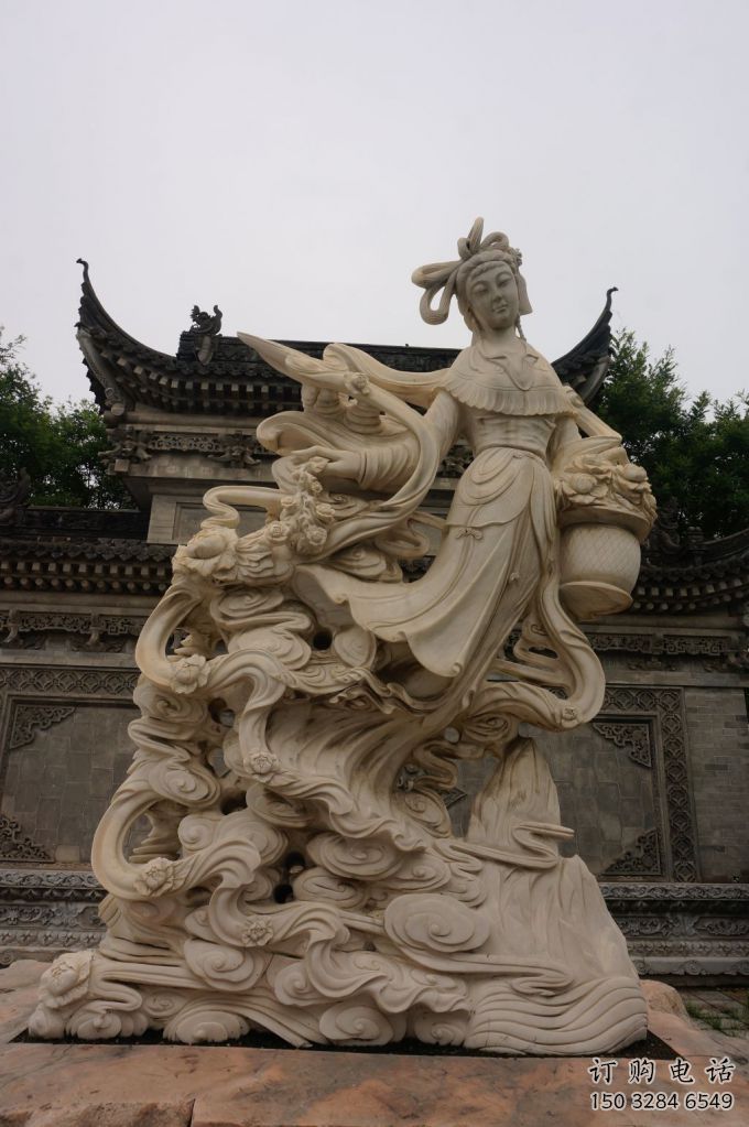 彩繪天女散花雕塑廠家 創(chuàng)意擺件 街頭天女散花雕塑廠