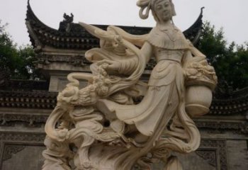 彩繪天女散花雕塑廠家 創意擺件 街頭天女散花雕塑廠