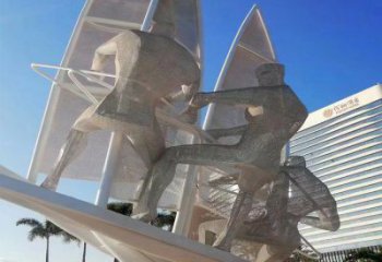 歐式沖浪雕塑廠家 抽象擺件 體育場不銹鋼沖浪雕塑廠