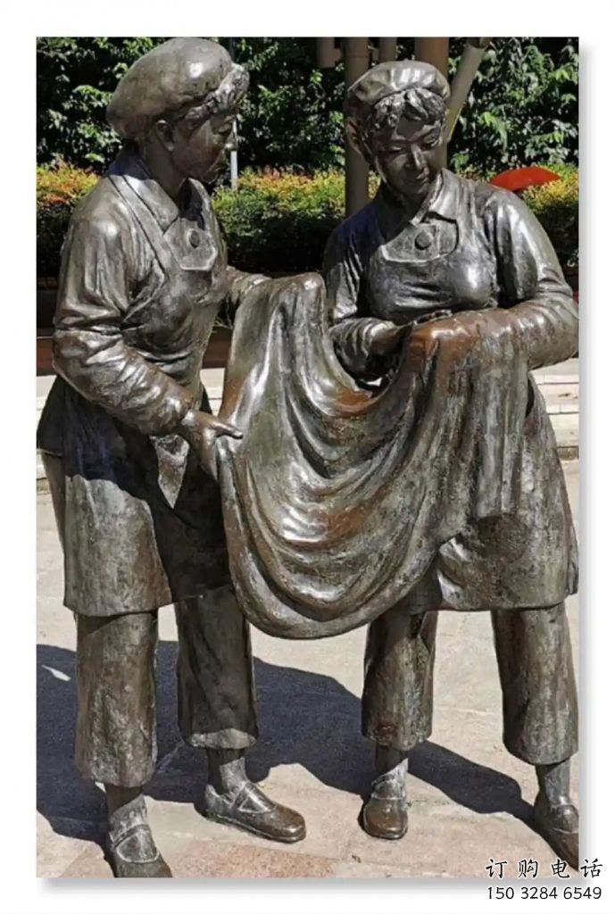 戶外女工雕塑廠家 噴漆小品  仿真烤漆女工雕塑