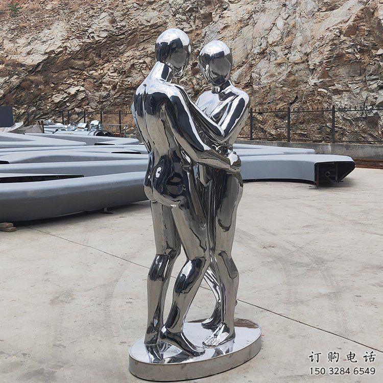 鏡面愛情雕塑廠家 大型擺件 現(xiàn)代不銹鋼愛情雕塑廠
