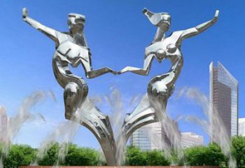 鏡面扭秧歌雕塑廠家 廣場大型擺件  現代抽象不銹鋼扭秧歌雕塑