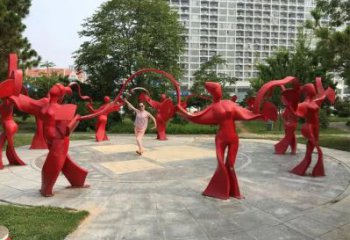 彩繪扭秧歌雕塑廠家  戶外創意擺件 街頭烤漆不銹鋼扭秧歌雕塑