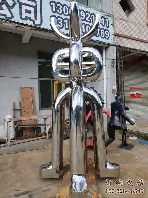 鏡面地標雕塑廠家 大型擺件  現代創意不銹鋼地標雕塑