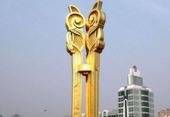 公園地標雕塑廠家 戶外擺件  烤漆不銹鋼地標雕塑小品