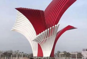 街頭標示牌雕塑廠家 大型別墅區(qū)擺件  烤漆不銹鋼標示牌雕塑