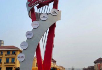 烤漆標示牌雕塑廠家  現代小品  戶外不銹鋼標示牌雕塑