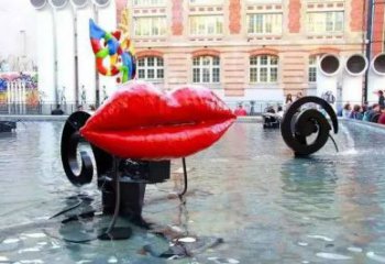 現代嘴唇雕塑廠家 大型別墅區擺件  創意不銹鋼嘴唇雕塑