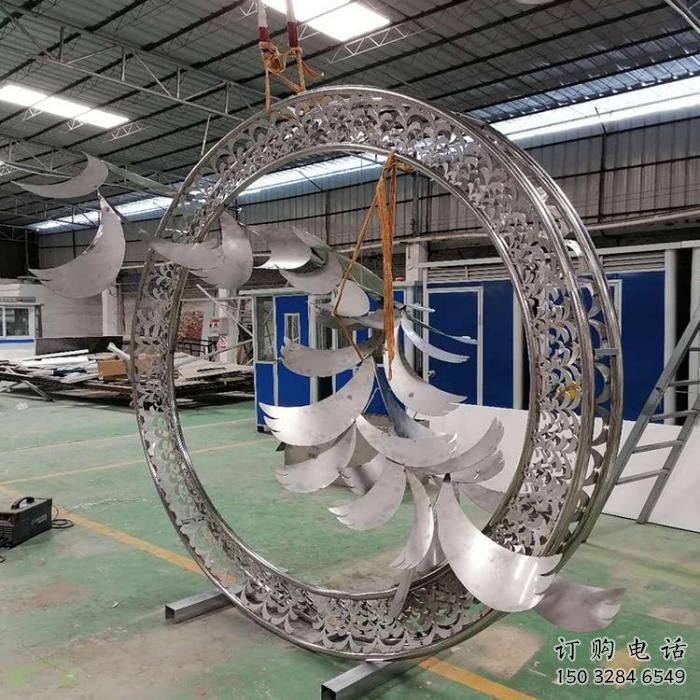 鏡面群鳥雕塑廠家 大型擺件 現代不銹鋼群鳥雕塑廠