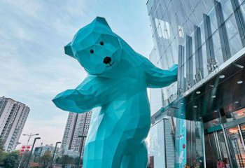 幾何北極熊雕塑廠家 幼兒園小品 大門口北極熊雕塑廠