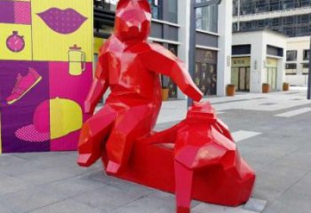 烤漆北極熊雕塑廠家 廣場(chǎng)小品  現(xiàn)代北極熊雕塑擺件
