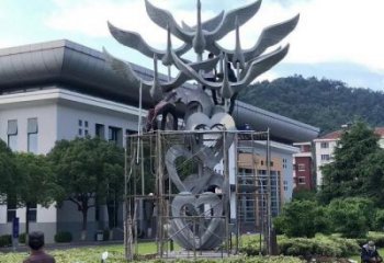 鍛造群鳥雕塑廠家  抽象小品 戶外不銹鋼群鳥雕塑擺件