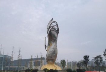 廣場雙魚雕塑廠家  現代創意小品  烤漆不銹鋼雙魚雕塑擺件