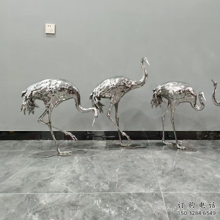 鏡面仙鶴不銹鋼雕塑