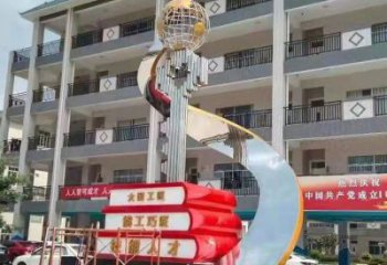 房地產(chǎn)別墅區(qū)書籍雕塑廠家 宣傳主題不銹鋼雕塑