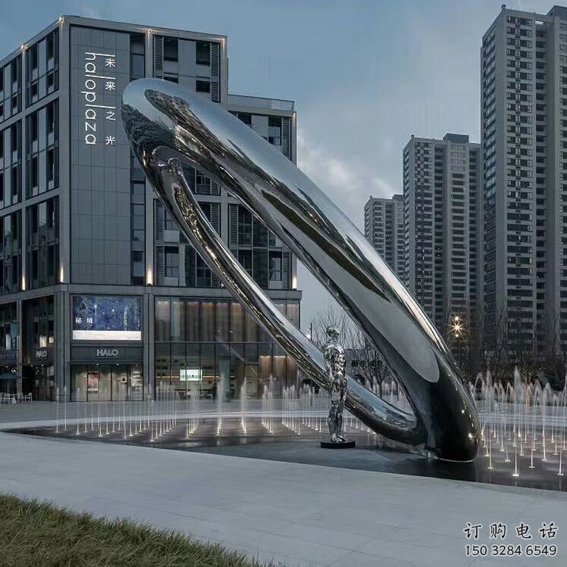 噴泉雕塑廠(chǎng)，圓環(huán)噴泉雕塑，不銹鋼圓環(huán)噴泉雕塑廠(chǎng)家