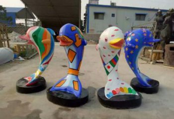 廣場(chǎng)海豚雕塑定做 公園仿真雕塑 抽象擺件