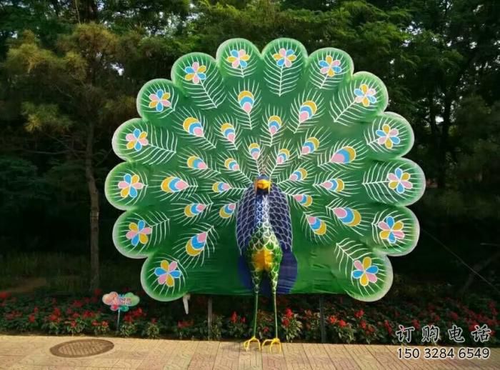 訂購(gòu)酒店孔雀雕塑 庭院仿真雕塑 彩繪小品