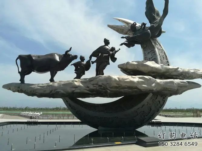風(fēng)景區(qū)牛不銹鋼郎織女雕塑 售樓處廣場(chǎng)雕塑 仿古擺件