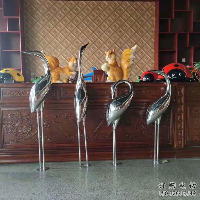 仿真不銹鋼丹頂鶴雕塑 酒店公園雕塑 風景區擺件