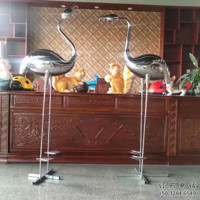 不銹鋼商場丹頂鶴雕塑 仿真動物雕塑 店門口小品