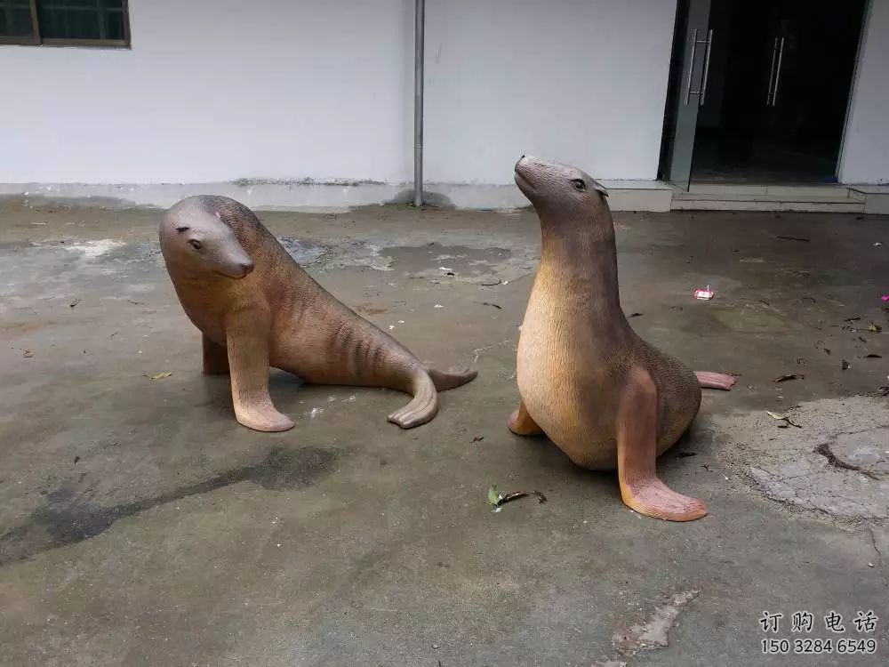 商業(yè)街海豹雕塑訂購(gòu) 售樓處雕塑 海洋生物擺件
