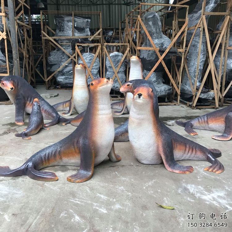 庭院海豹雕塑制作 城市古銅色雕塑 音樂小品