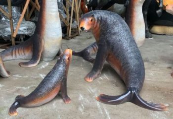 彩繪海豹雕塑廠家 仿真雕塑 步行街擺件