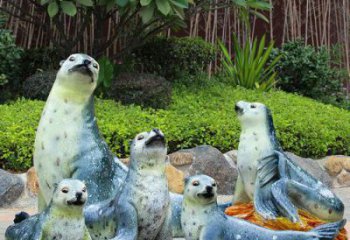 抽象海豹雕塑生產商 店門口彩繪雕塑 步行街擺件