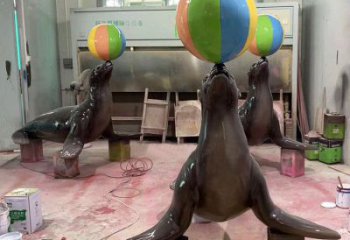 承接仿古海豹雕塑 庭院彩繪雕塑 田間小品