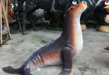 幾何海豹雕塑供應商 庭院仿真雕塑 彩繪擺件