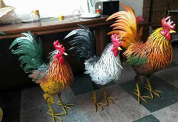 新疆室內小雞雕塑，動物小品，鐵藝工藝