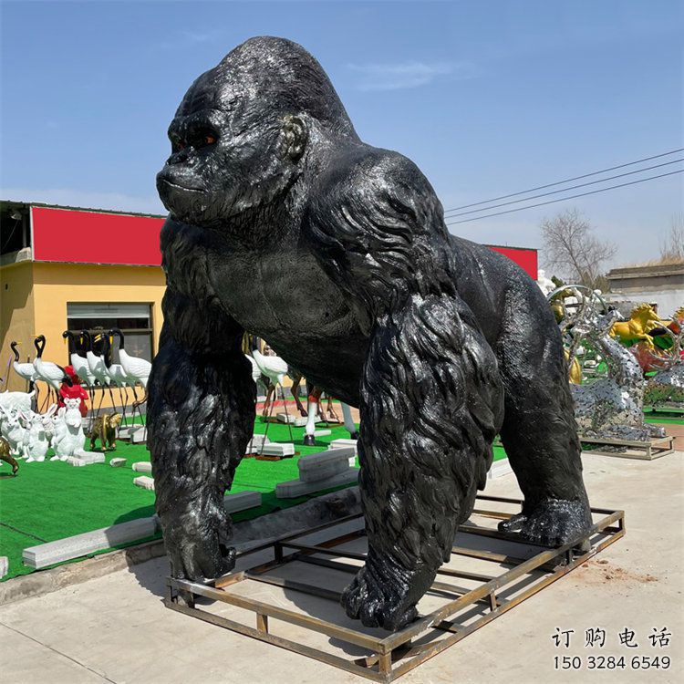 河北酒店猩猩雕塑，家禽主題，鍍銅工藝