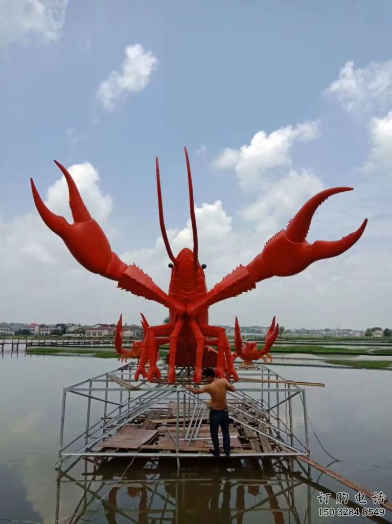 生產彩繪龍蝦雕塑 仿真動物雕塑 步行街擺件