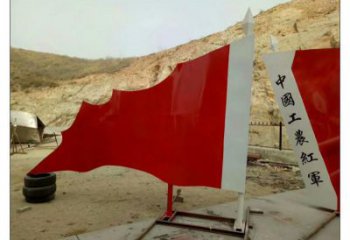 供應房地產(chǎn)紅旗雕塑廠家，革命黨建雕塑，烤漆工藝